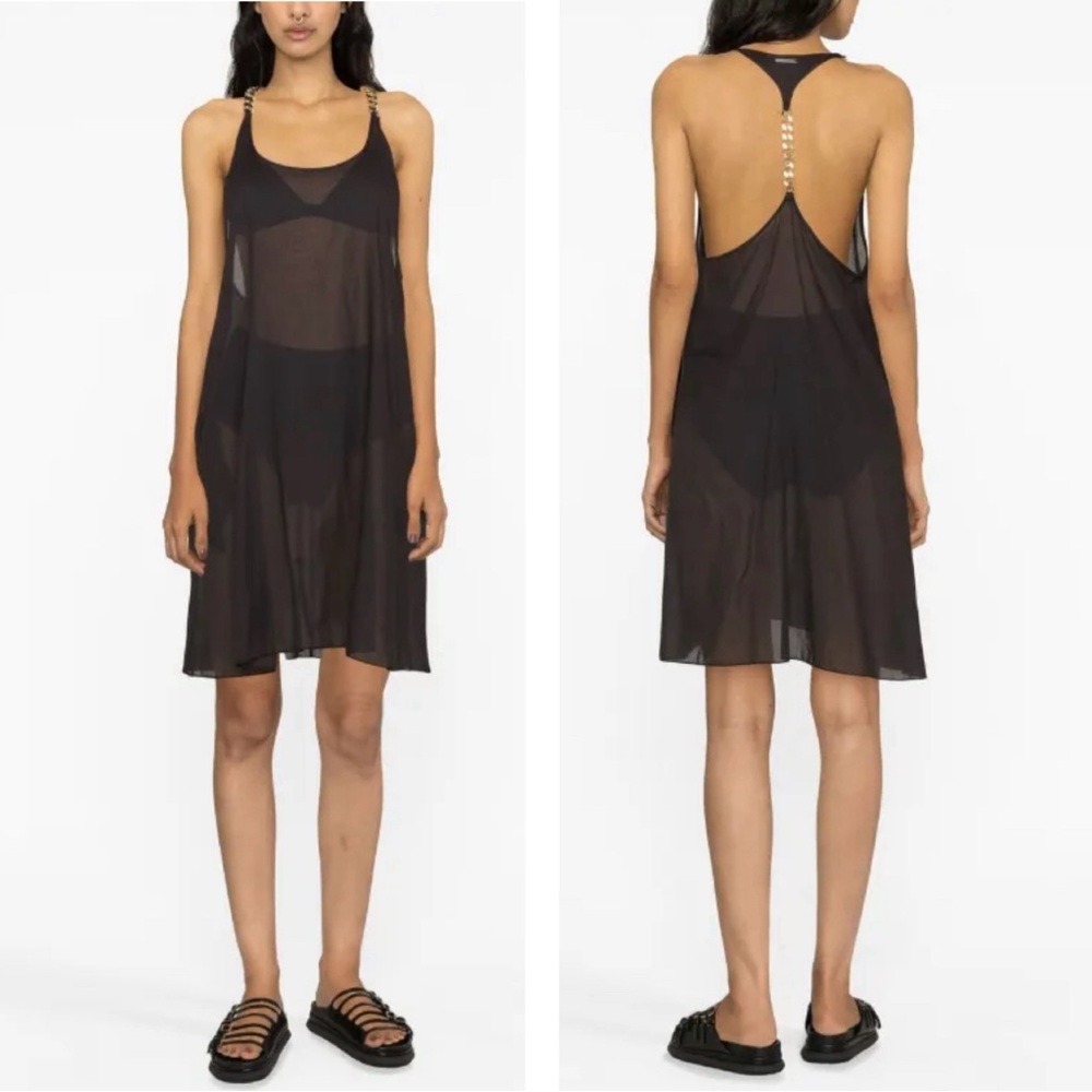NWT💕Stella McCartney Scoop-Neck Knee-Length Cover Up Dress in Black Size XS